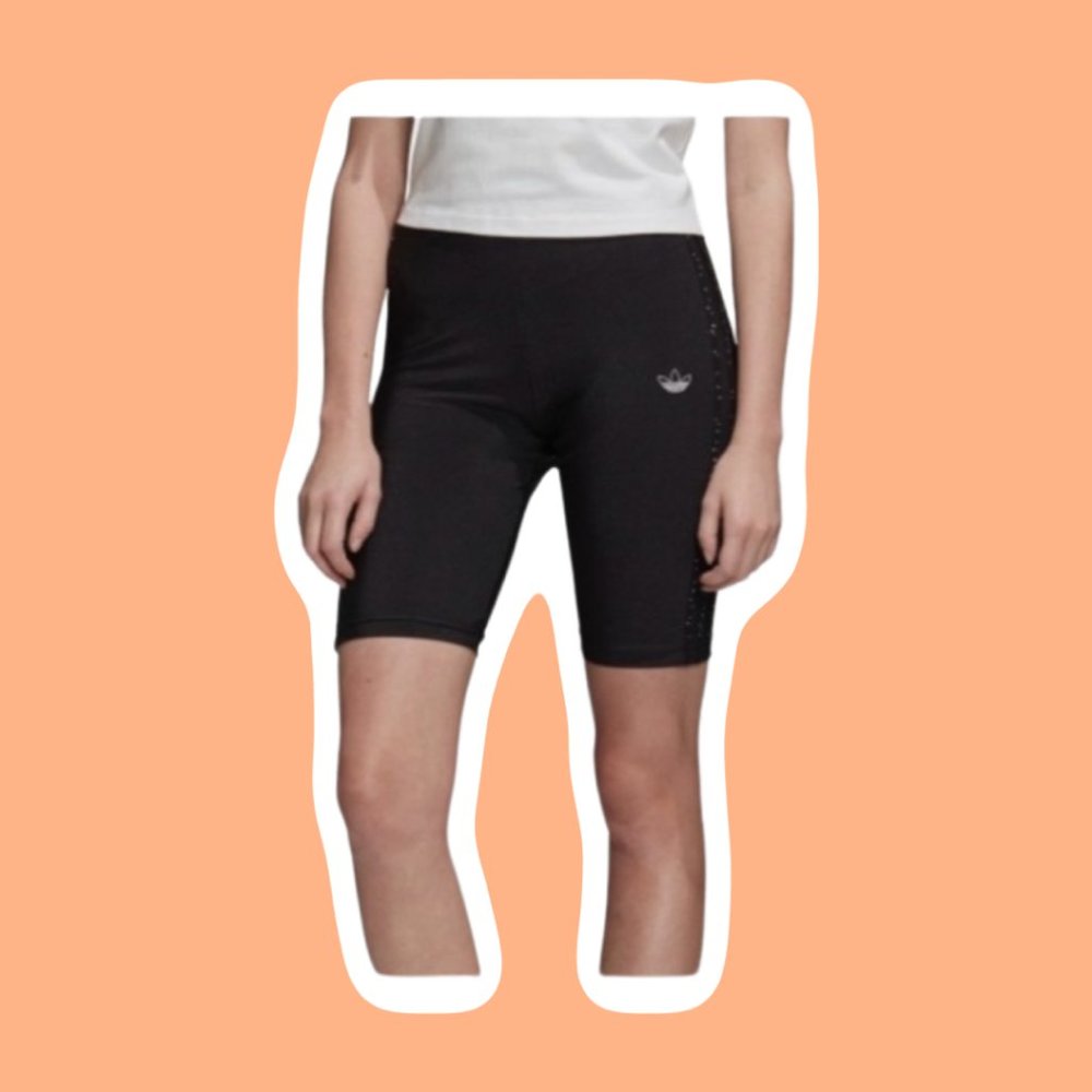 ADIDAS BEDAZZLED BIKE SHORTS BLACK - WOMENS M